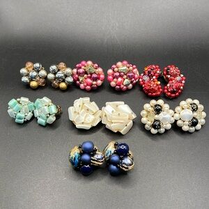 Vintage Japan cluster clip on earrings